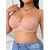 image:imageMakeMeChic Womens Plus Size Underwire Backless Bra with Clear Invisible StrapPink