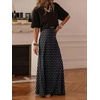 image:imageMakeMeChic Womens Polka Dots Maxi Skirt High Waisted A Line Flowy Long SkirtsBlack