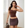 image:imageMakeMeChic Womens Polka Dots Mini Skirt Low Waisted Bodycon Summer Y2K Cute Micro SkirtsBrown