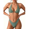 image:imageMakeMeChic Womens Polka Dots Triangle Thong Bikini Sets Floral Cute Bathing Suit SwimsuitsGreen Dots