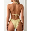 image:imageMakeMeChic Womens Polka Dots Triangle Thong Bikini Sets Floral Cute Bathing Suit SwimsuitsYellow Dots