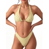 image:imageMakeMeChic Womens Polka Dots Triangle Thong Bikini Sets Floral Cute Bathing Suit SwimsuitsYellow Dots