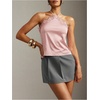 image:imageMakeMeChic Womens Satin Halter Tops Silk Lace Trim Tie Backless Going Out Tank TopPink