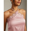 image:imageMakeMeChic Womens Satin Halter Tops Silk Lace Trim Tie Backless Going Out Tank TopPink