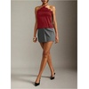 image:imageMakeMeChic Womens Satin Halter Tops Silk Lace Trim Tie Backless Going Out Tank TopRed