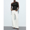 image:imageMakeMeChic Womens Satin Off The Shoulder Dressy Top Sleeveless Tie Back Elegant Tank TopsBlack
