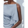 image:imageMakeMeChic Womens Satin Off The Shoulder Dressy Top Sleeveless Tie Back Elegant Tank TopsBlue