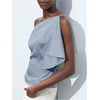 image:imageMakeMeChic Womens Satin Off The Shoulder Dressy Top Sleeveless Tie Back Elegant Tank TopsBlue