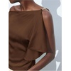 image:imageMakeMeChic Womens Satin Off The Shoulder Dressy Top Sleeveless Tie Back Elegant Tank TopsBrown
