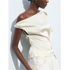 image:imageMakeMeChic Womens Satin Off The Shoulder Dressy Top Sleeveless Tie Back Elegant Tank TopsWhite