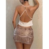 image:imageMakeMeChic Womens Sequin Bodycon Skirt Glitter Low Rise Party Mini Skirts with Shorts UnderneathChampagne