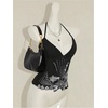 image:imageMakeMeChic Womens Sequin Halter Tops Y2K Going Out Floral Tank Tops Backless Sleeveless Crop TopsBlack and Silver