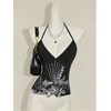image:imageMakeMeChic Womens Sequin Halter Tops Y2K Going Out Floral Tank Tops Backless Sleeveless Crop TopsBlack and Silver