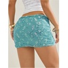 image:imageMakeMeChic Womens Sequin Mini Skirt Y2K Sparkly Micro Pencil SkirtPetite Teal Blue