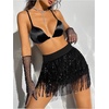 image:imageMakeMeChic Womens Sequin Skirt Sparkle Dance Concert Outfits Fringe Cowgirl Party Mini SkortsBlack