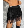image:imageMakeMeChic Womens Sequin Skirt Sparkle Dance Concert Outfits Fringe Cowgirl Party Mini SkortsBlack