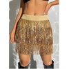 image:imageMakeMeChic Womens Sequin Skirt Sparkle Dance Concert Outfits Fringe Cowgirl Party Mini SkortsGold