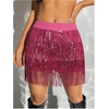 image:imageMakeMeChic Womens Sequin Skirt Sparkle Dance Concert Outfits Fringe Cowgirl Party Mini SkortsHot Pink