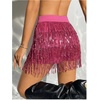 image:imageMakeMeChic Womens Sequin Skirt Sparkle Dance Concert Outfits Fringe Cowgirl Party Mini SkortsHot Pink