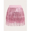 image:imageMakeMeChic Womens Sequin Skirt Sparkle Dance Concert Outfits Fringe Cowgirl Party Mini SkortsPink