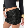 image:imageMakeMeChic Womens Sequin Sparkle Mini Skirt Glitter Low Waist Party Y2k Bodycon SkirtsBlack