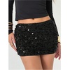 image:imageMakeMeChic Womens Sequin Sparkle Mini Skirt Glitter Low Waist Party Y2k Bodycon SkirtsBlack