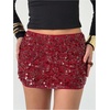 image:imageMakeMeChic Womens Sequin Sparkle Mini Skirt Glitter Low Waist Party Y2k Bodycon SkirtsBurgundy