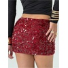 image:imageMakeMeChic Womens Sequin Sparkle Mini Skirt Glitter Low Waist Party Y2k Bodycon SkirtsBurgundy