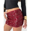 image:imageMakeMeChic Womens Sequin Sparkle Mini Skirt Glitter Low Waist Party Y2k Bodycon SkirtsBurgundy
