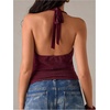 image:imageMakeMeChic Womens Sparkly Open Back Halter Tops Cowl Neck Sleeveless Sexy Y2k Party Club TopBurgundy
