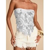 image:imageMakeMeChic Womens Sparkly Sequin Tops Backless Fringe Party Beach Strapless Tube TopsWhite