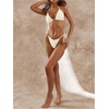 image:imageMakeMeChic Womens String Sequin Bikini Tops Sparkly Halter Sexy Triangle Summer Swim TopCream
