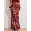 image:imageMakeMeChic Womens Summer Beach Maxi Skirt Y2k Floral Boho Flowy Long SkirtRed Animal Print