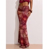 image:imageMakeMeChic Womens Summer Beach Maxi Skirt Y2k Floral Boho Flowy Long SkirtRed Animal Print