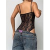 image:imageMakeMeChic Womens Summer Lace Tops Mesh Sheer Backless Bodysuit Going Out Y2K Leotards Tank TopsBlack