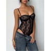 image:imageMakeMeChic Womens Summer Lace Tops Mesh Sheer Backless Bodysuit Going Out Y2K Leotards Tank TopsBlack