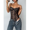 image:imageMakeMeChic Womens Summer Lace Tops Mesh Sheer Backless Bodysuit Going Out Y2K Leotards Tank TopsBlack