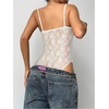 image:imageMakeMeChic Womens Summer Lace Tops Mesh Sheer Backless Bodysuit Going Out Y2K Leotards Tank TopsWhite