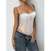 image:imageMakeMeChic Womens Summer Lace Tops Mesh Sheer Backless Bodysuit Going Out Y2K Leotards Tank TopsWhite