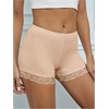 image:imageMakeMeChic Womens Summer Lace Trim Shorts Biker Seamless Panties Slip Under Short BoyshortsKhaki