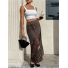 image:imageMakeMeChic Womens Summer Midi Skirts Boho Floral Lace Polka Dots Asymmetrical Ruffle SkirtCoffee Brown