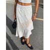 image:imageMakeMeChic Womens Summer Midi Skirts Boho Floral Lace Polka Dots Asymmetrical Ruffle SkirtMulticolor