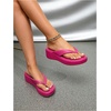 image:imageMakeMeChic Womens Summer PU Leather Toe Post Platform Sandals Flip Flops ShoesHot Pink