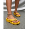 image:imageMakeMeChic Womens Summer PU Leather Toe Post Platform Sandals Flip Flops ShoesYellow