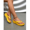 image:imageMakeMeChic Womens Summer PU Leather Toe Post Platform Sandals Flip Flops ShoesYellow