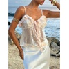image:imageMakeMeChic Womens Summer Sequin Crop Tops Sparkly Tie Front Ruffle Party Night Out Cami TopApricot