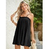 image:imageMakeMeChic Womens Sundress Beach Dress Sleeveless Ruffle Swing Shirred Casual Flowy Babydoll Summer Mini DressesBlack