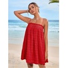 image:imageMakeMeChic Womens Sundress Beach Dress Sleeveless Ruffle Swing Shirred Casual Flowy Babydoll Summer Mini DressesBurgundy