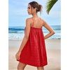 image:imageMakeMeChic Womens Sundress Beach Dress Sleeveless Ruffle Swing Shirred Casual Flowy Babydoll Summer Mini DressesBurgundy