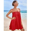 image:imageMakeMeChic Womens Sundress Beach Dress Sleeveless Ruffle Swing Shirred Casual Flowy Babydoll Summer Mini DressesBurgundy